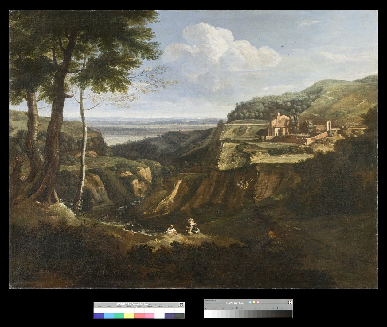 Widok klasztoru Camaldoli w pobliżu Frascati, 1670-75 autorstwa Gaspard Poussin Dughet