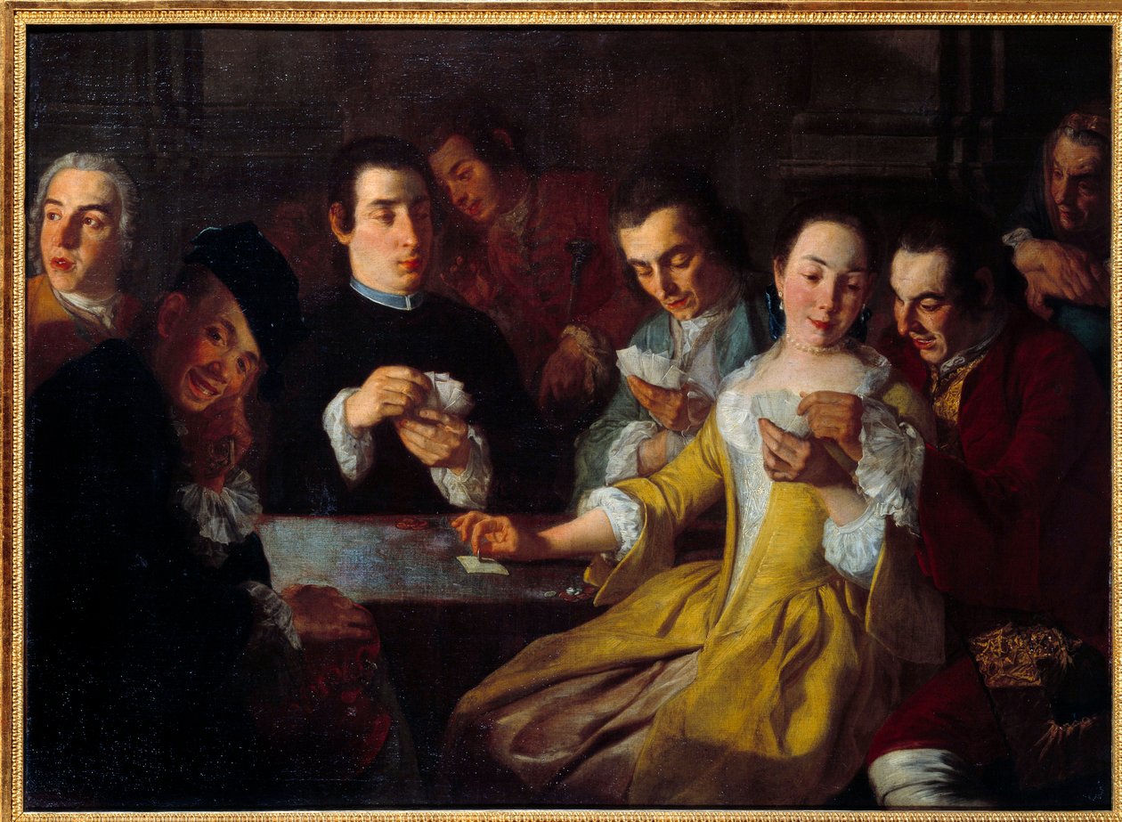 Gra karciana. Obraz Gaspare Traversi (? - 1769) autorstwa Gaspare Traversi