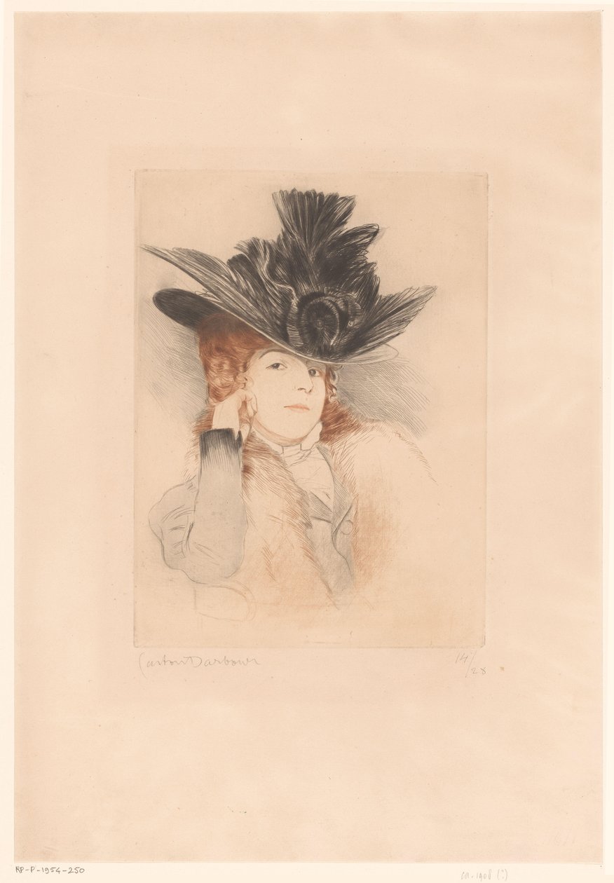 Portret nieznanej damy w kapeluszu autorstwa Gaston Darbour