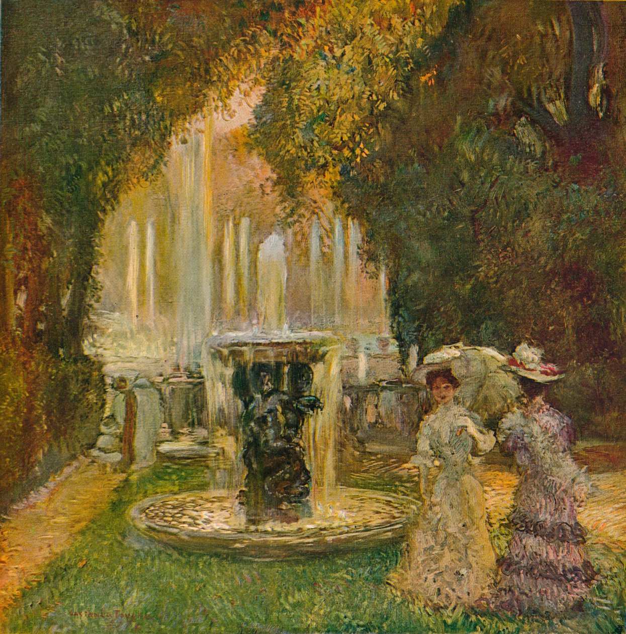 Pokaz fontann w Wersalu Aleja wodna, ok. 1908 r. autorstwa Gaston La Touche