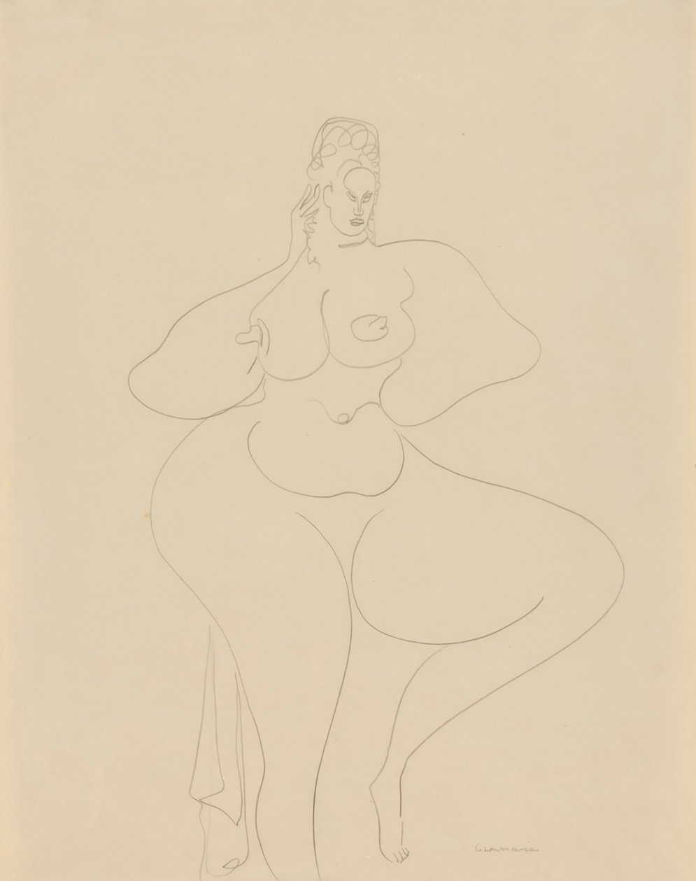 (Nude Dancer with Drape) autorstwa Gaston Lachaise