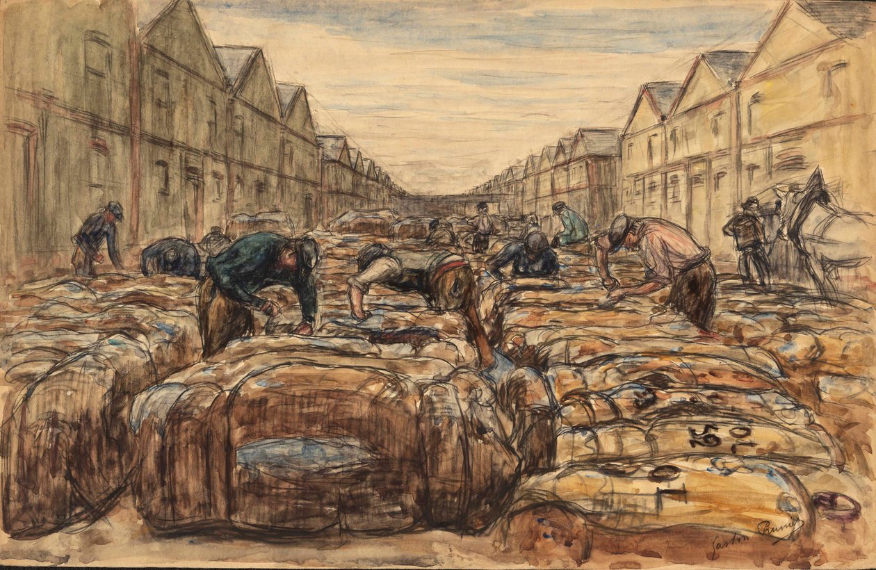 Doki bawełny. Port w Hawrze. autorstwa Gaston Prunier