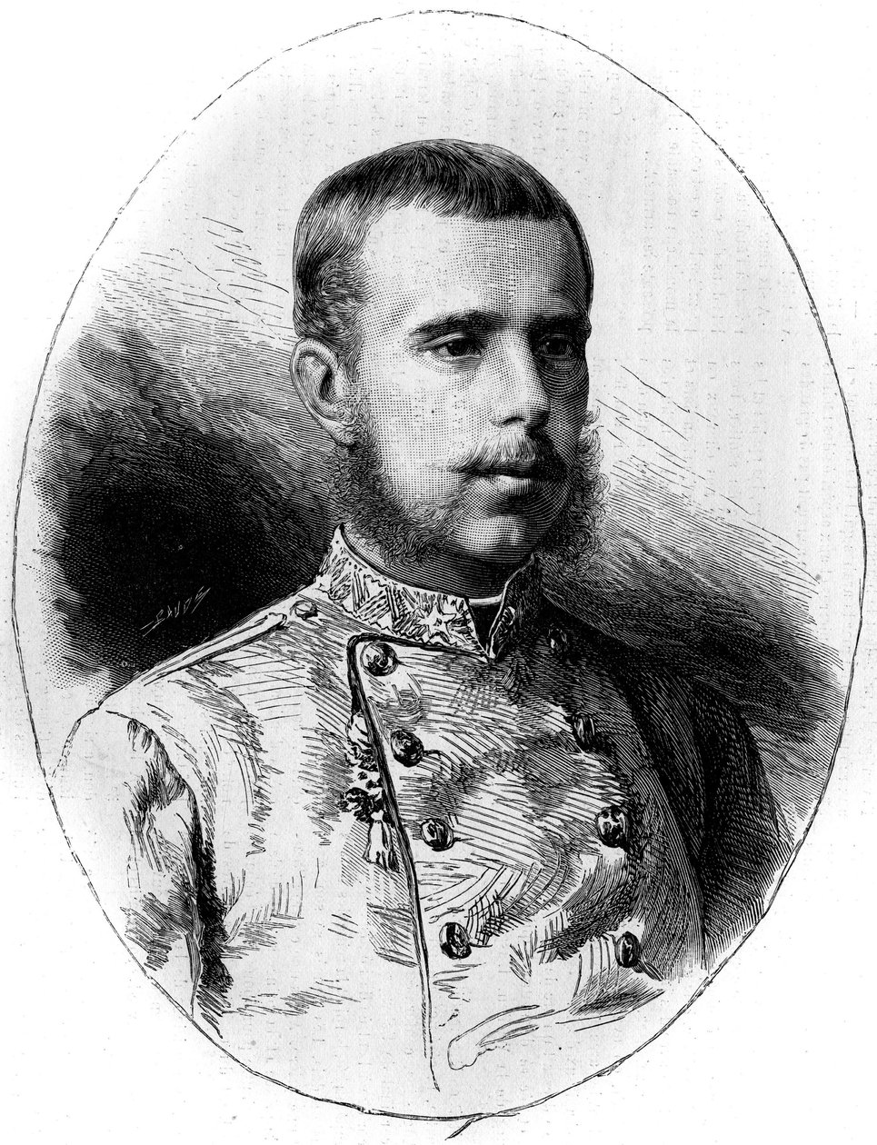 Portret arcyksięcia Rodolfa Austrii (1858-1889). Grawer G. Vuillier W „”Le Monde Illustré””n°1260 z 21 maja 1881 r. autorstwa Gaston Vuillier