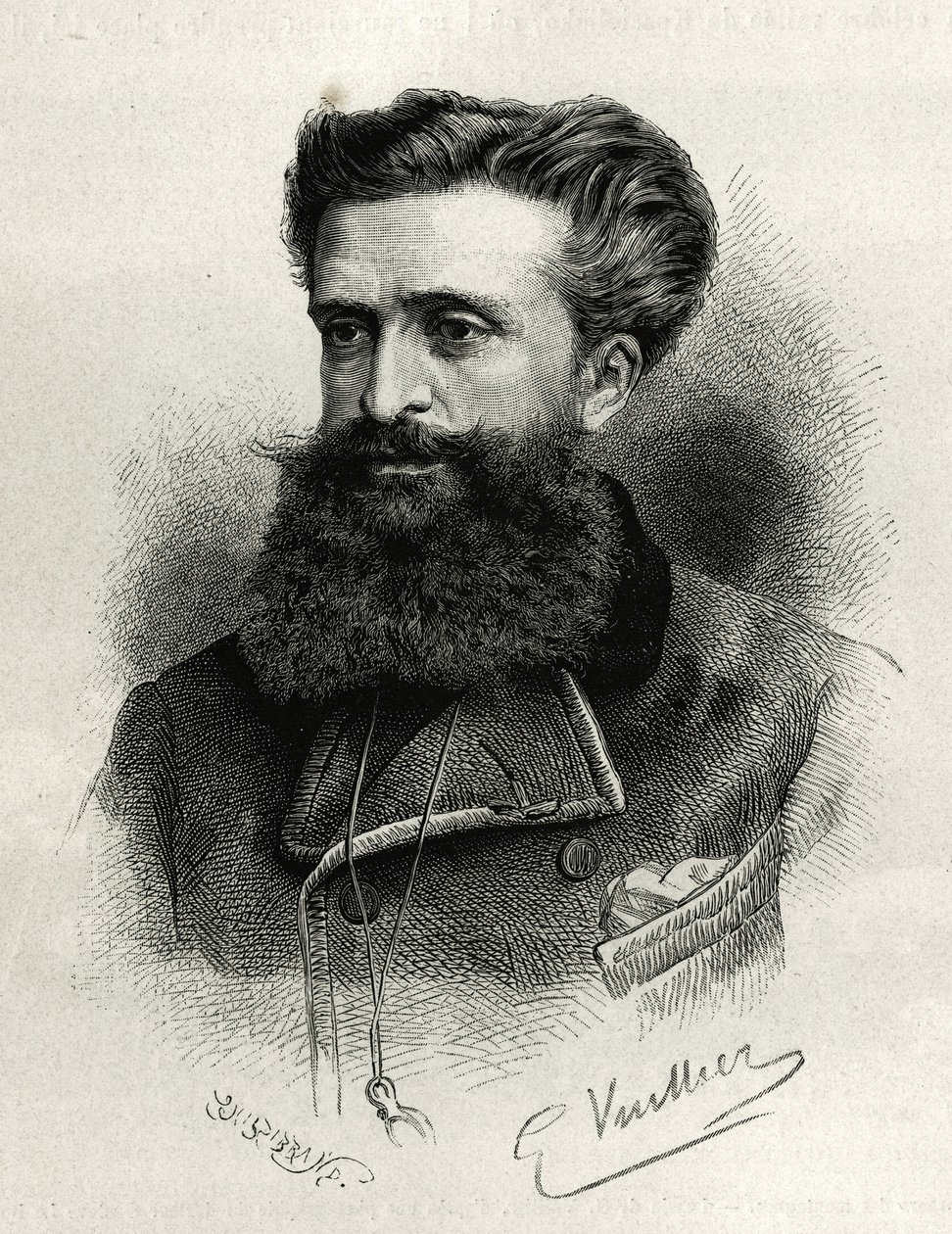 Portret dr Gustawa Lebona (1841-1931). Grawer G. Vuillier, ilustrujący historię La Syria d