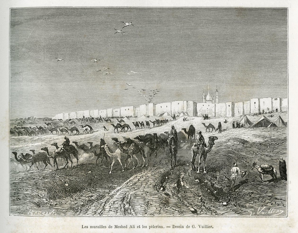 Mury Meshed Ali (Ali Ibn Abi Talib, zmarł w 661, kuzyn, uczeń i zięć Mahometa (570-632)) znajdują się w meczecie w Nadżafie (Irak), a peleryny zbierają się, aby uczcić pierwsze i ojciec wszystkich imamów. Grawerowanie przez G.Vuillier, do il autorstwa Gaston Vuillier