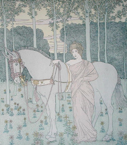 Nausicaa, ilustracja z księgi 6 Odysei, przekład Lecomte de l
