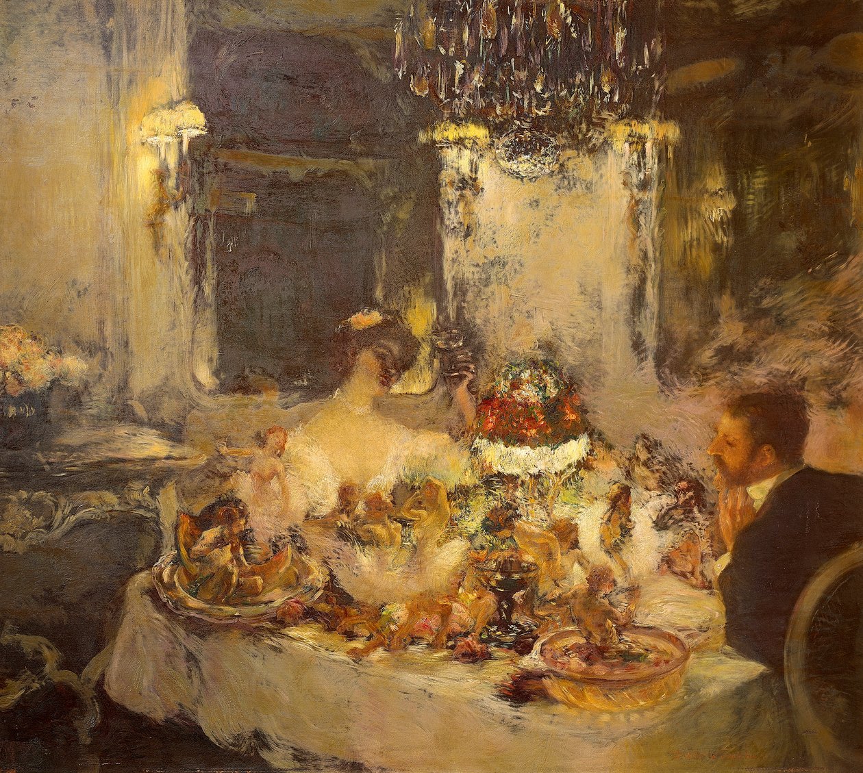 Szampan, Gaston La Touche (1851-1913), olej na płótnie autorstwa Gaston de la Touche