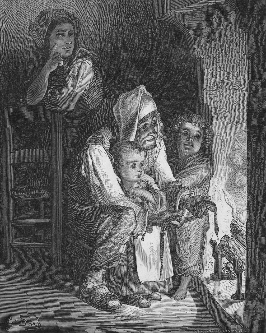„Roman i wąż”, 1870 autorstwa Gauchard Brunier