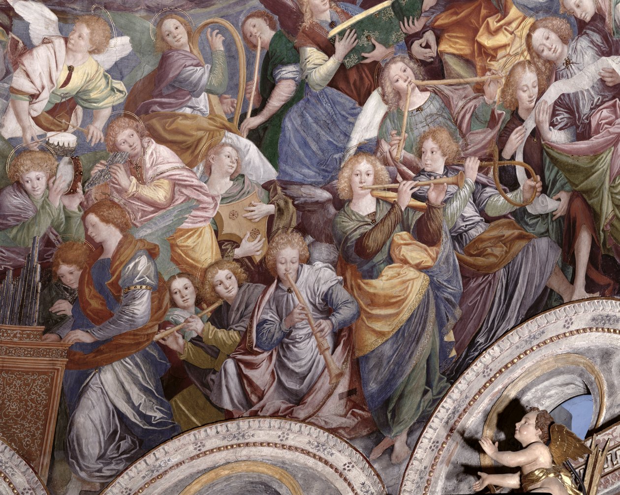 Koncert aniołów, 1534-36 (szczegóły) (zob. 175762) autorstwa Gaudenzio Ferrari