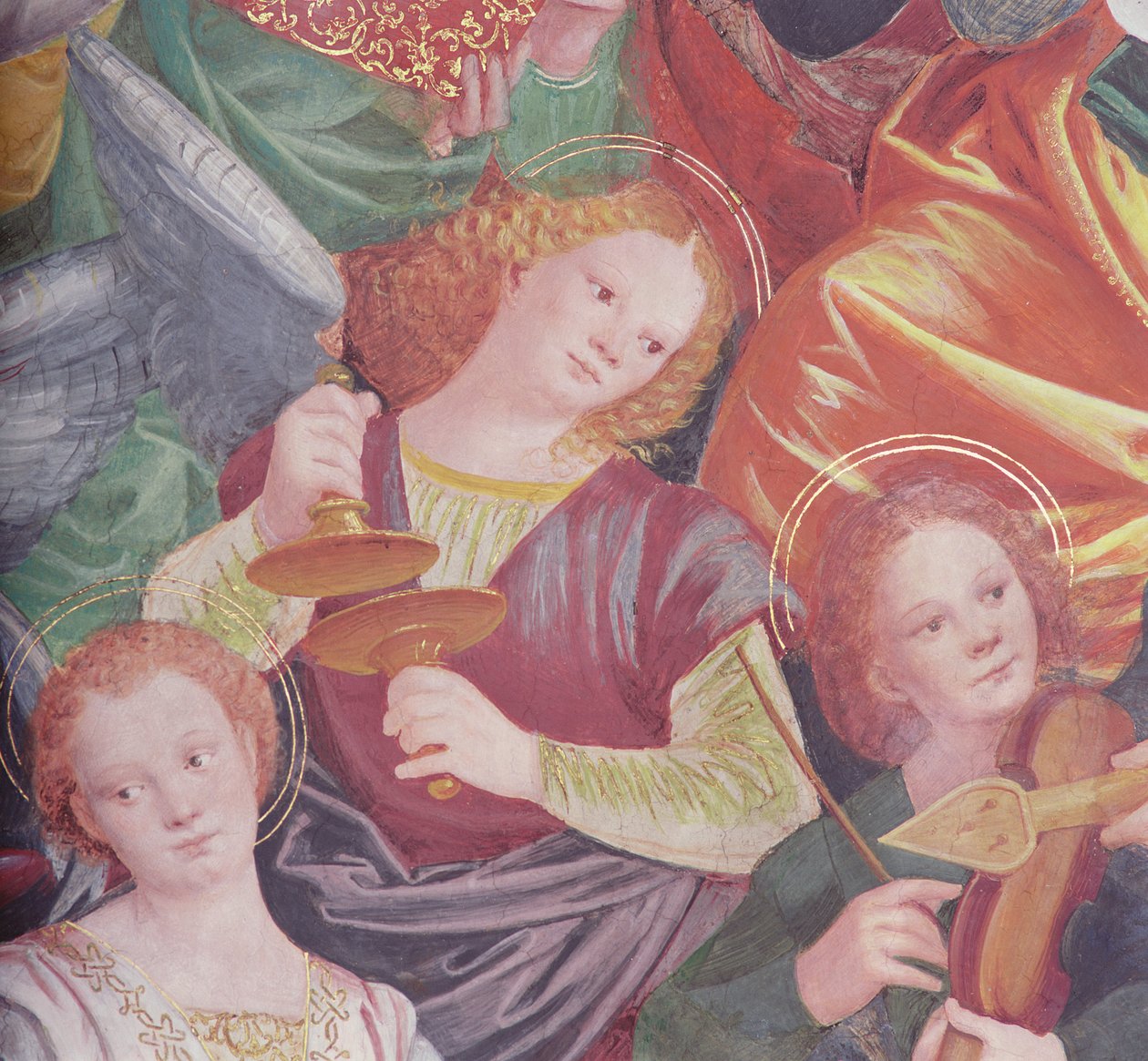 Koncert aniołów, 1534-36 (szczegóły) (zob. 175762) autorstwa Gaudenzio Ferrari