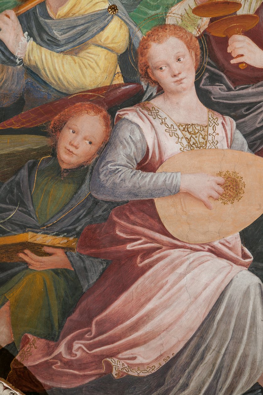 Fragment Wniebowzięcia Najświętszej Maryi Panny, zwany „Chór aniołów grających muzykę”, Kopuła transeptu, z 1534 r. (fresk) autorstwa Gaudenzio Ferrari