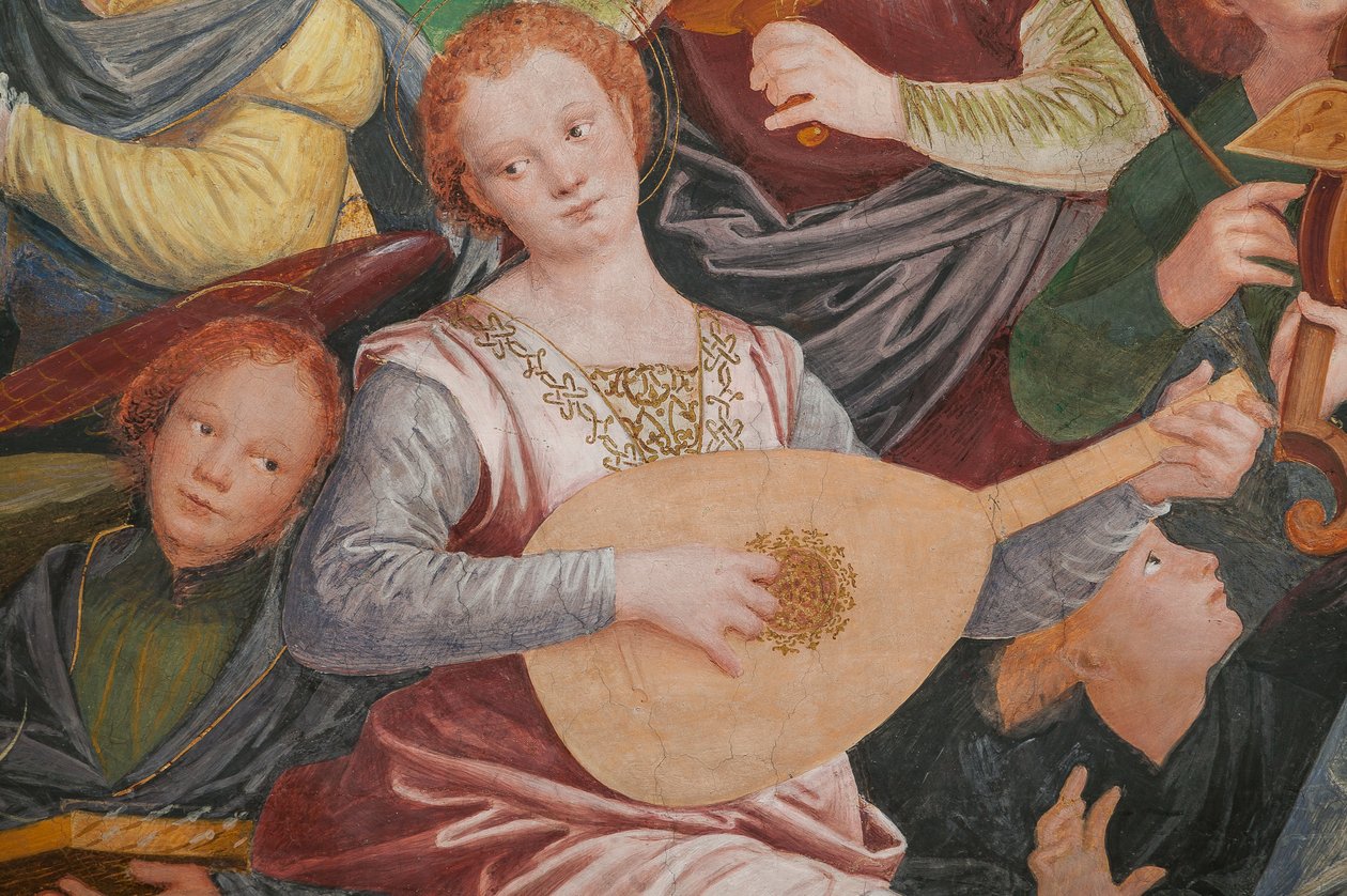 Fragment Wniebowzięcia Najświętszej Maryi Panny, zwany „Chór aniołów grających muzykę”, Kopuła transeptu, z 1534 r. (fresk) autorstwa Gaudenzio Ferrari