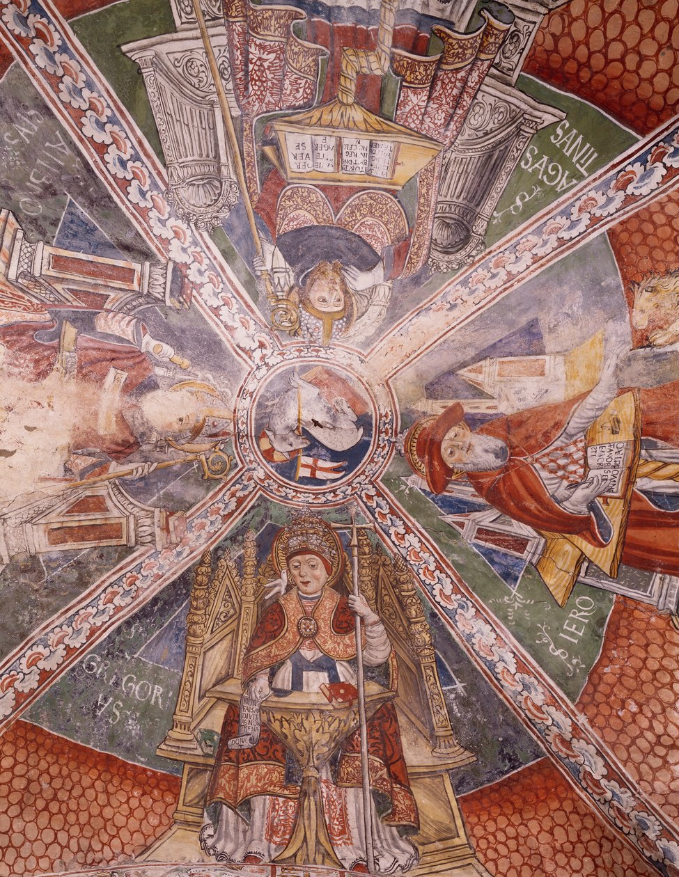 Doctors of Church, fresk Gaudenzio Ferrari (1475-1546), bazylika San Giulio, wyspa San Giulio, Orta San Giulio, Włochy autorstwa Gaudenzio Ferrari