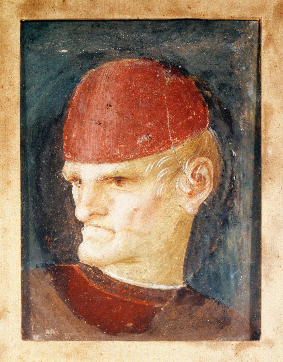 Włochy, Varallo, Fragment fresku głowy autorstwa Gaudenzio Ferrari