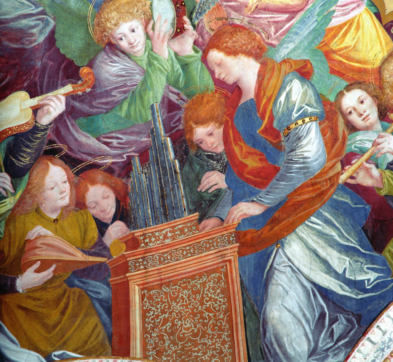 Koncert aniołów, 1534-36 (szczegóły) (zob. 175762) autorstwa Gaudenzio Ferrari