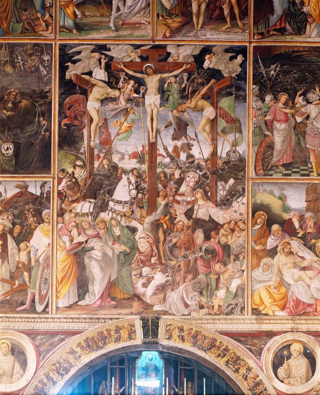 Ukrzyżowanie, fragment z Życia i męki Chrystusa, fresk Gaudenzio Ferrari (1475-1546) 1513 autorstwa Gaudenzio Ferrari