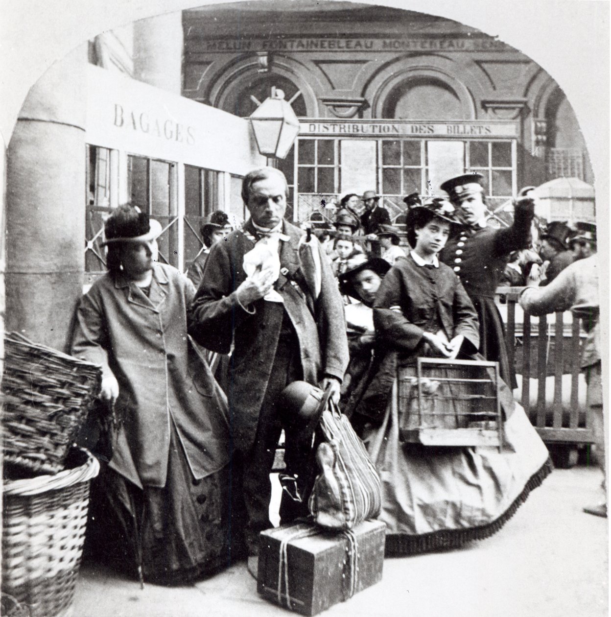 Odjazd pociągu, 1868 (stereoskopowy dagerotyp) autorstwa Gaudin Freres