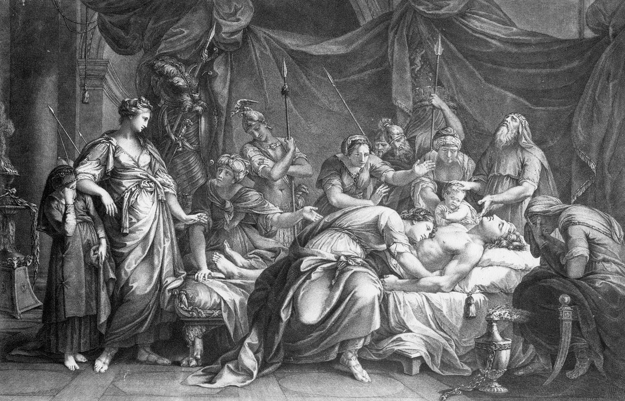 Andromacha opłakująca śmierć Hektora, rytowana przez Domenico Cunego, 1764 autorstwa Gavin Hamilton