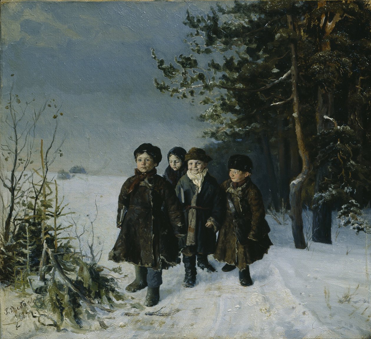 Powrót ze szkoły, 1884 autorstwa Gavriil Fyodorovich Rybakov