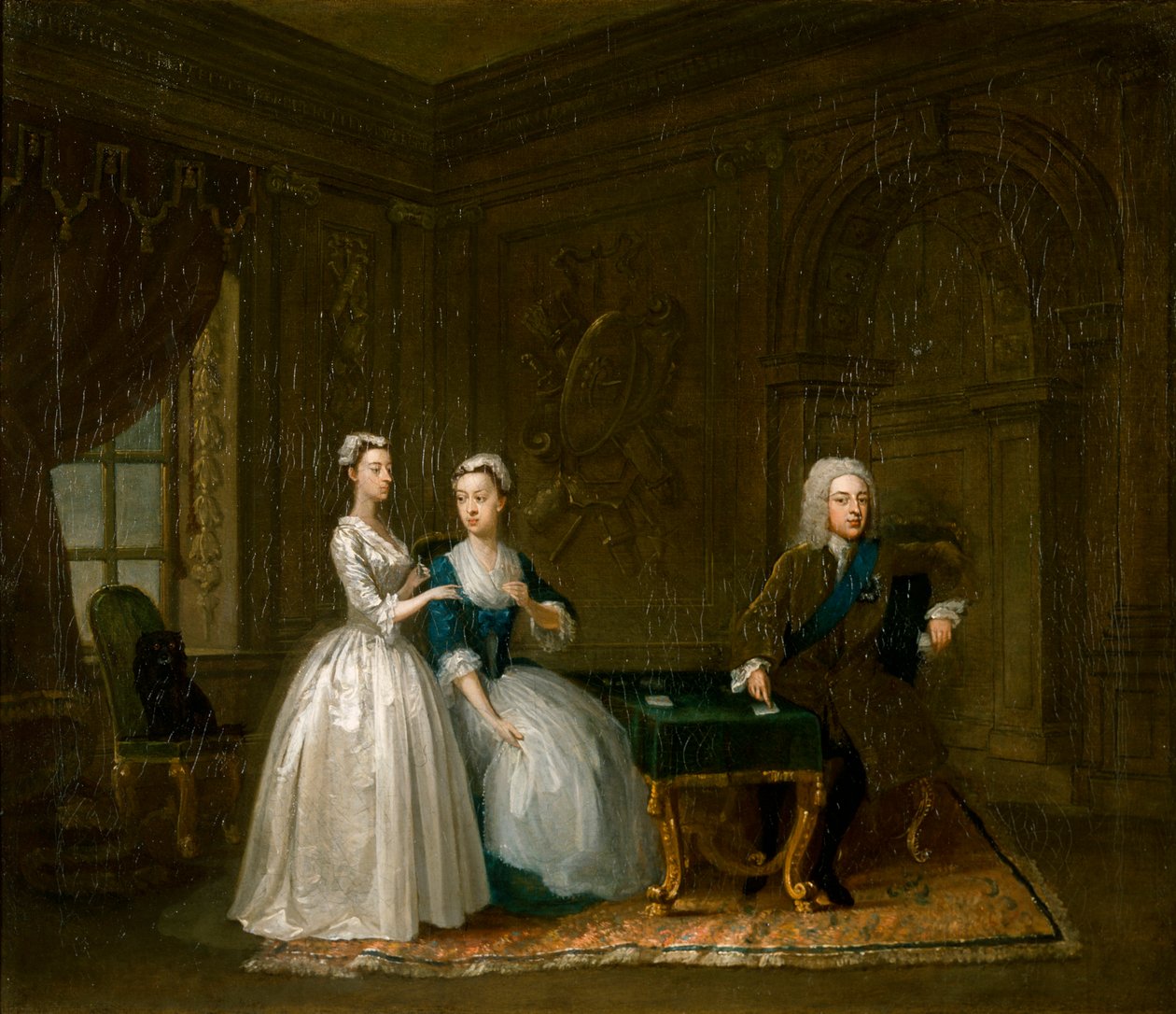 „Portret Jana, 2. księcia Montagu, jego żony i ich młodszej córki”, c1730 autorstwa Gawen Hamilton