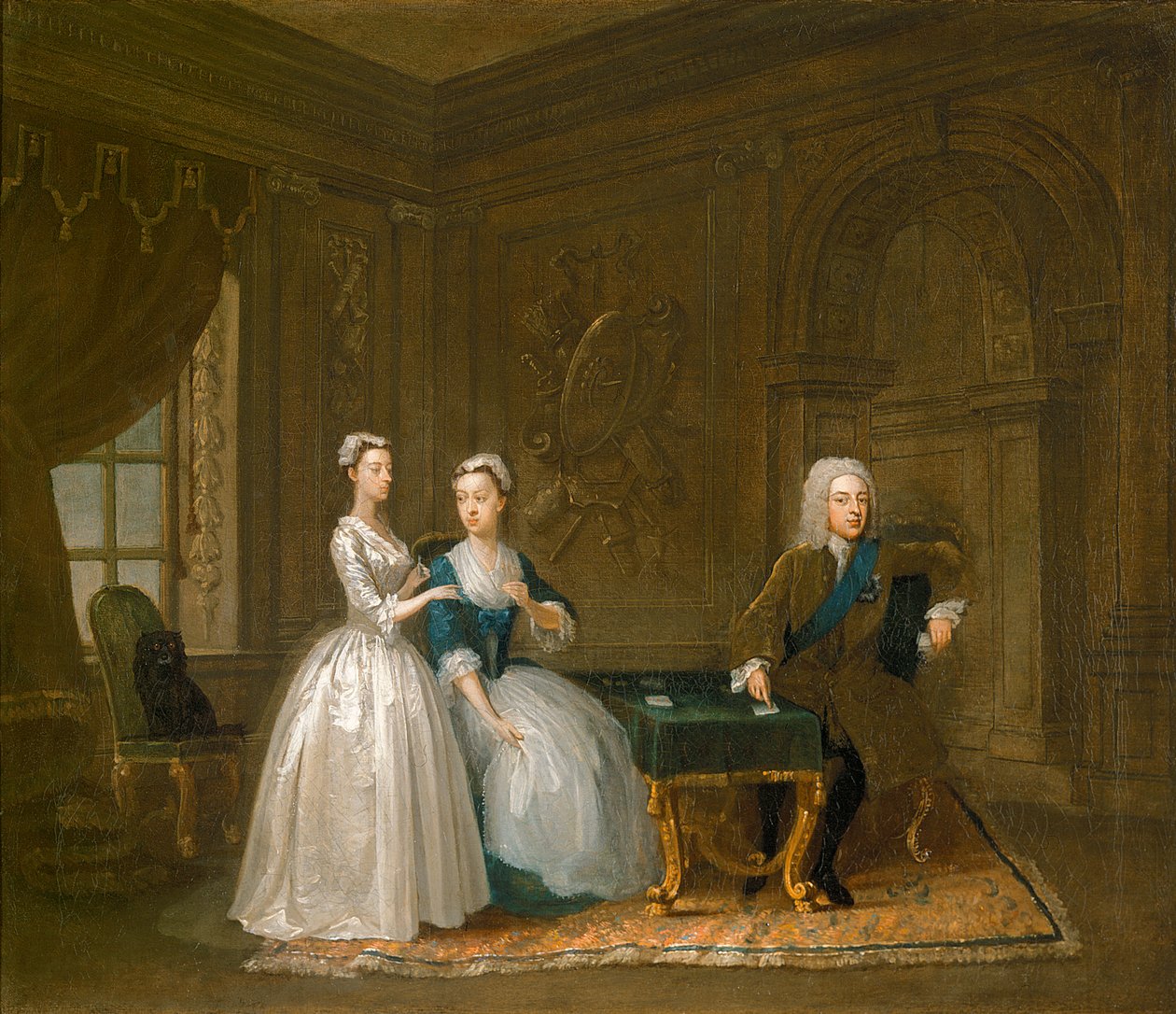 Portret Johna Montagu, jego żony i młodszej córki (olej na płótnie) autorstwa Gawen Hamilton