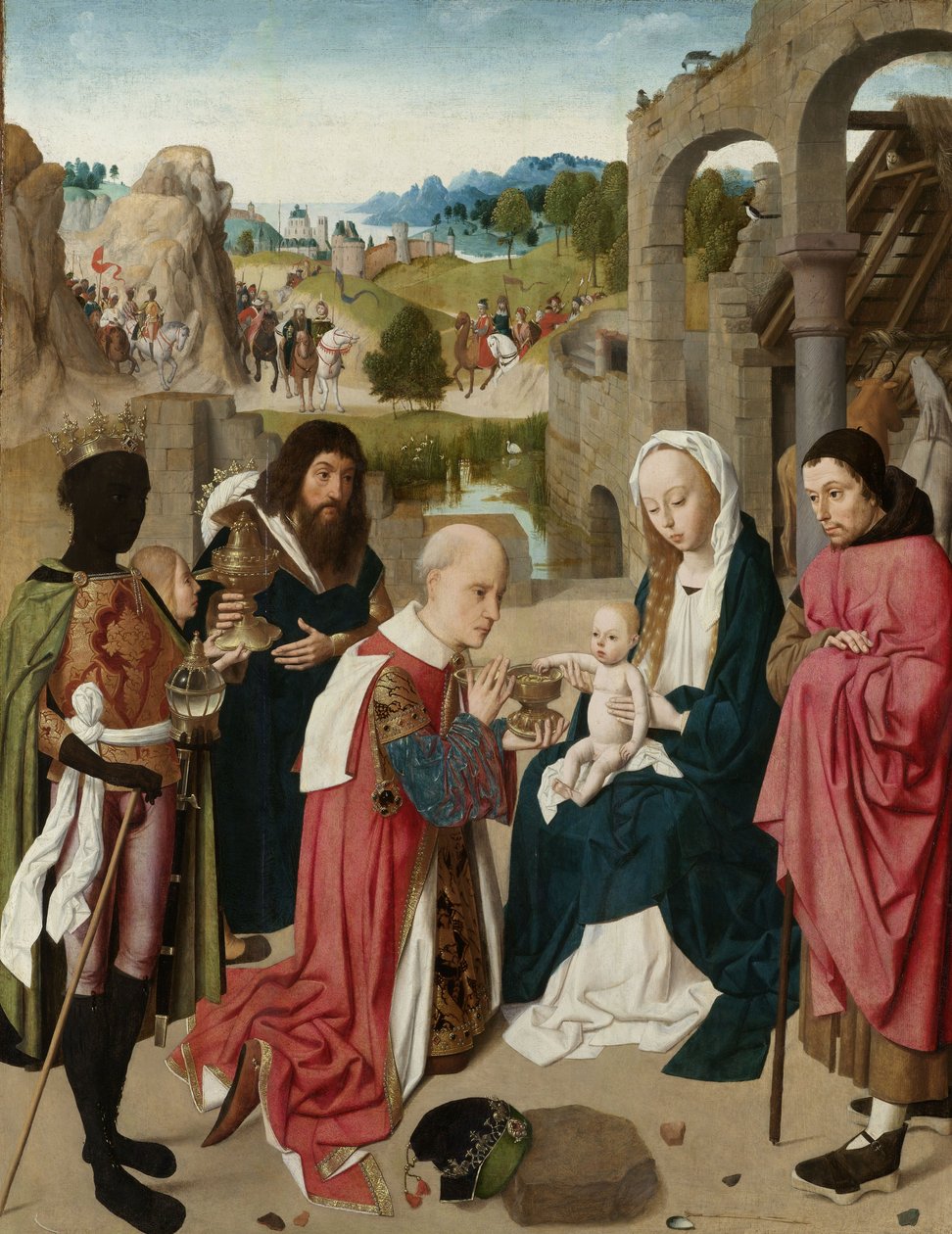 Adoracja Trzech Króli, ok. 1480-85 autorstwa Geertgen Tot sint Jans
