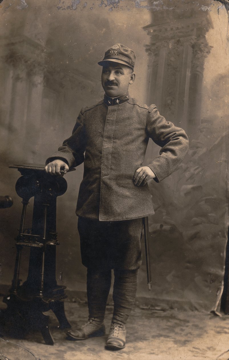 Album "Armia GM R. (I wojna światowa)": żołnierze 23 Pułku. Milicja Terytorialna w mundurach według kraju (zdjęcie czarno-białe) autorstwa Gemmi Gemmi