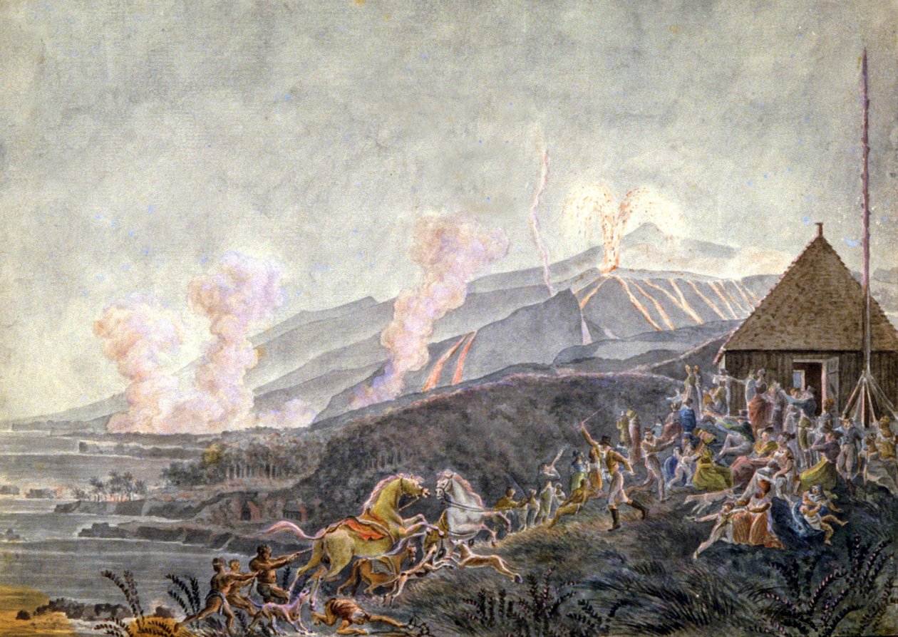 Panika podczas erupcji Piton de la Fournaise autorstwa Genevieve Sophie Marie Adele Patu de Rosemont