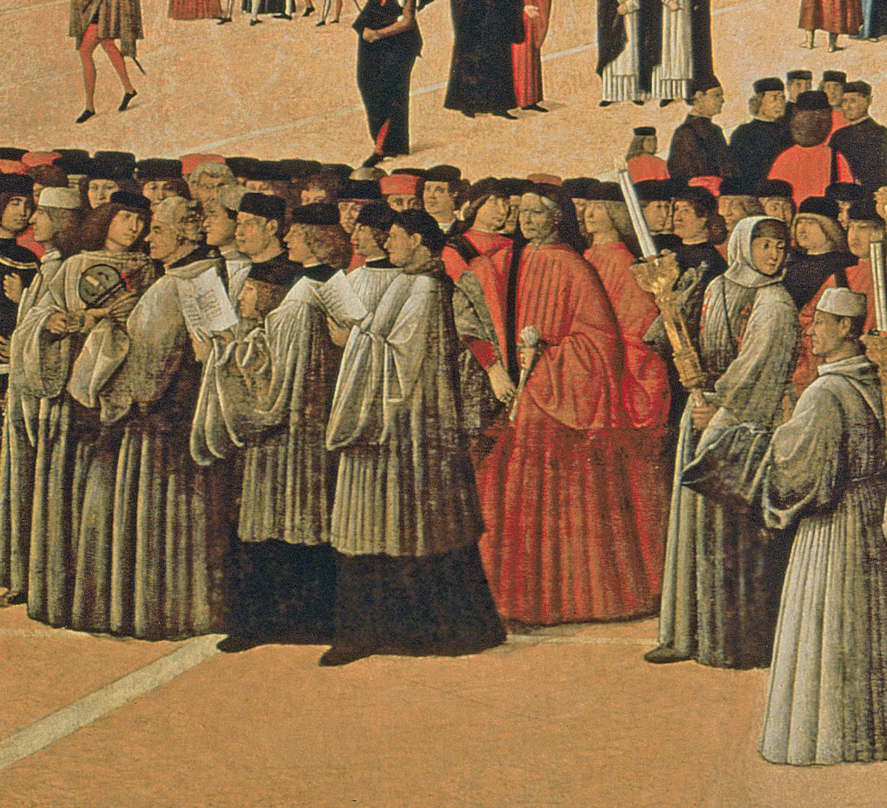 Procesja na placu św. Marka, fragment śpiewaków, 1496 olej na płótnie, fragment 59423 autorstwa Gentile Bellini