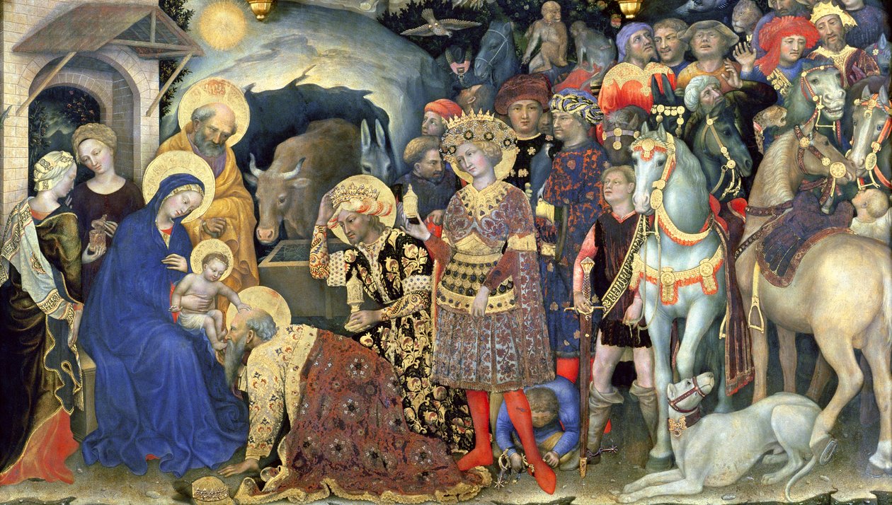 Adoracja detalu Trzech Króli, 1423 (tempera na desce) autorstwa Gentile da Fabriano