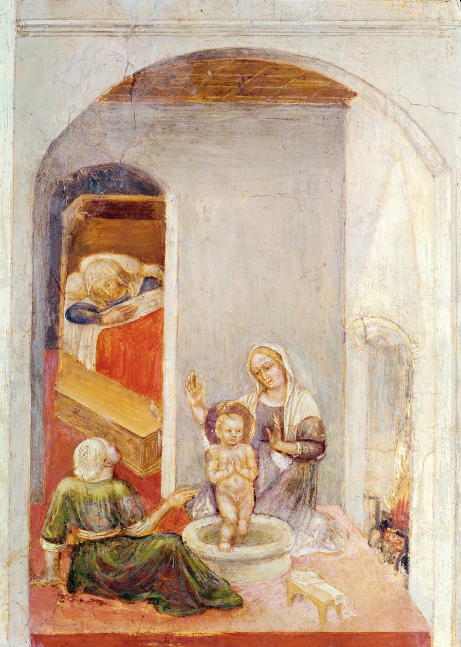 Narodziny św. Mikołaja, z Opowieści św. Mikołaja z Bari, ok. 1425 (tempera na panelu) autorstwa Gentile da Fabriano