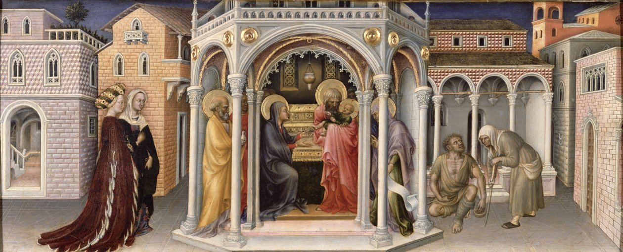 Ofiarowanie w świątyni, z Ołtarza Adoracji Trzech Króli, 1423 (tempera na desce) autorstwa Gentile da Fabriano