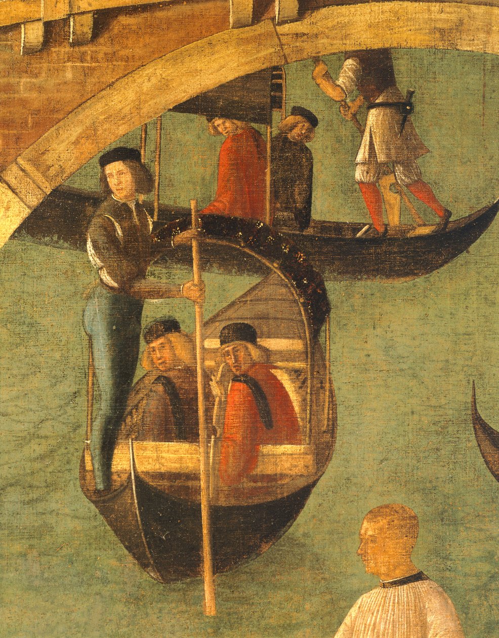 Cud krzyża na moście San Lorenzo autorstwa Gentile Belliniego (1429-1507), tempera na drewnie, 323x430 cm, detal, ok. 1500 r. autorstwa Gentile Bellini