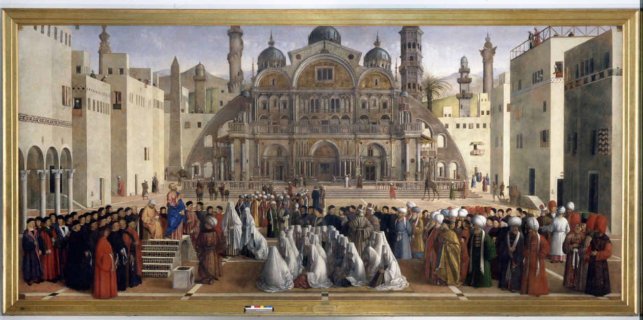 Kazanie św. Marka na placu w Aleksandrii w Egipcie, 1504-07 autorstwa Gentile Bellini