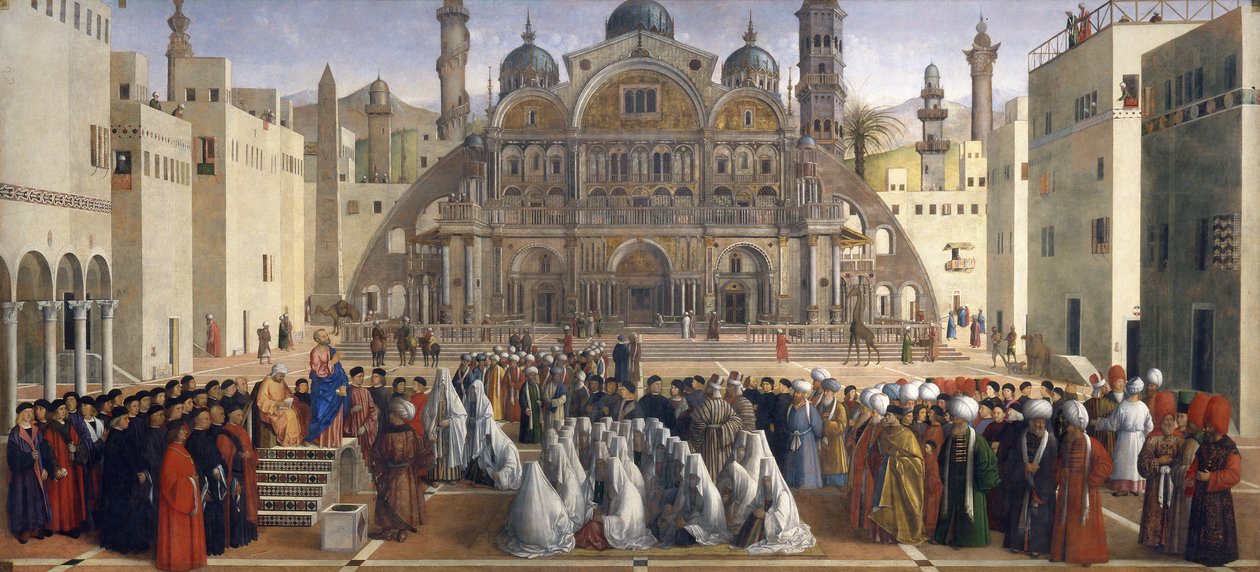 Głoszenie św. Marka w Aleksandrii w Egipcie autorstwa Gentile and Giovanni Bellini