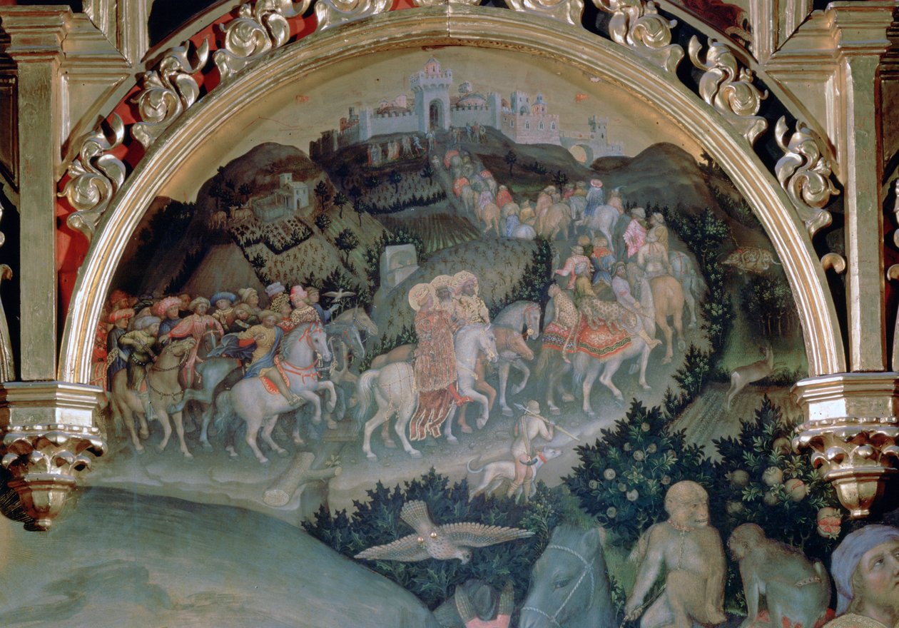 Pokłon Trzech Króli Ołtarz Strozziego, detal, 1423 autorstwa Gentile da Fabriano