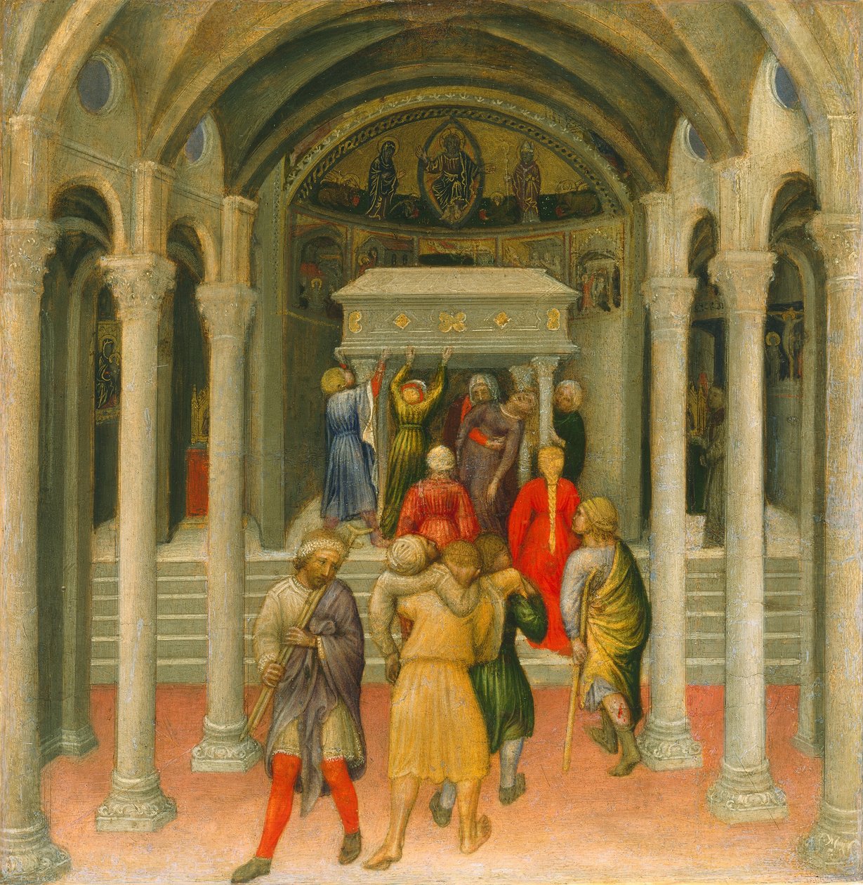 Kaleki i chorzy wyleczeni przy grobie św. Mikołaja, 1425. autorstwa Gentile da Fabriano