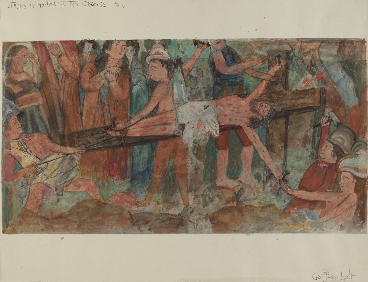 Stacja Drogi Krzyżowej nr 11: Jezus przybity do krzyża, ok. godz. 1936. autorstwa Geoffrey Holt