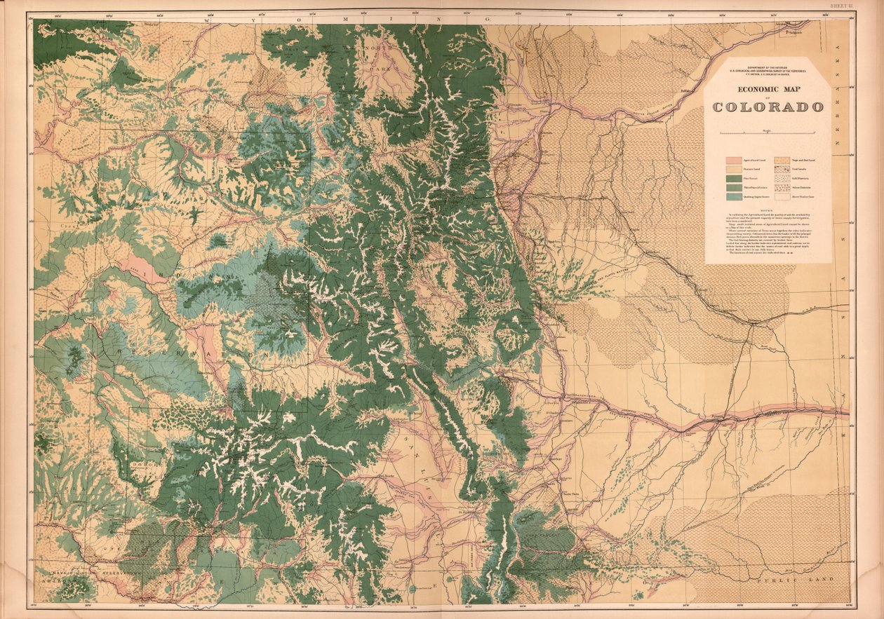 atlas geologiczno-geograficzny Kolorado i części sąsiednich terytoriów, autorstwa Geological And Geographical Survey Of The Territories