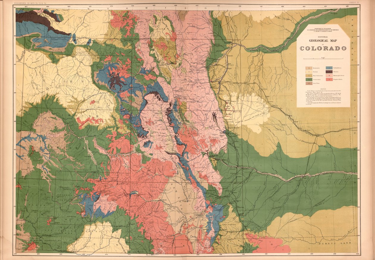 atlas geologiczno-geograficzny Kolorado i części sąsiednich terytoriów, autorstwa Geological And Geographical Survey Of The Territories