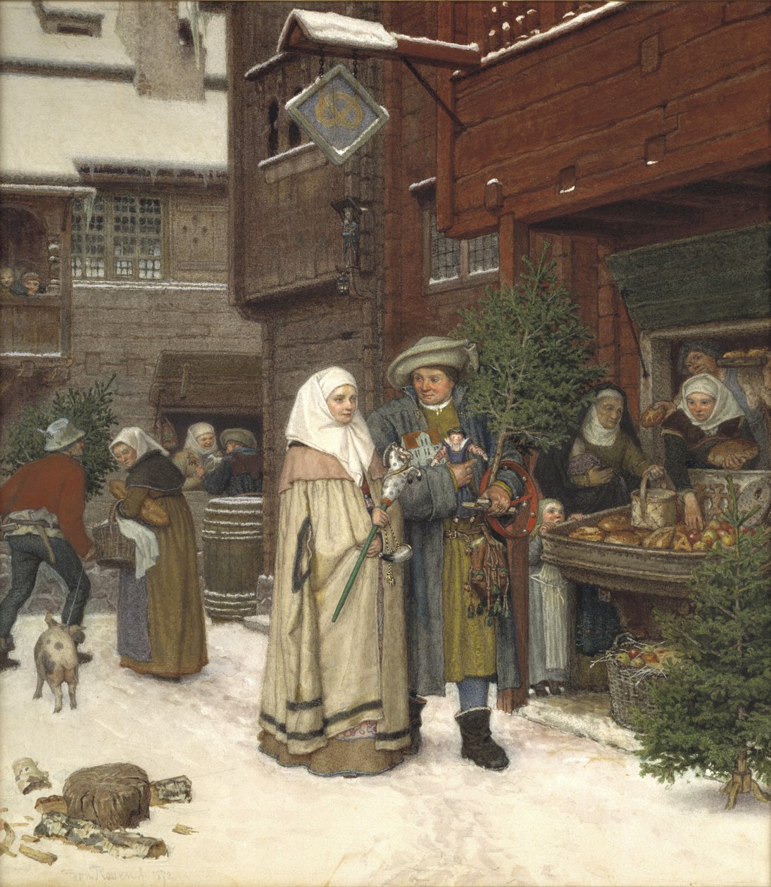 Jarmark Bożonarodzeniowy, 1872 (wc) autorstwa Georg Rosen