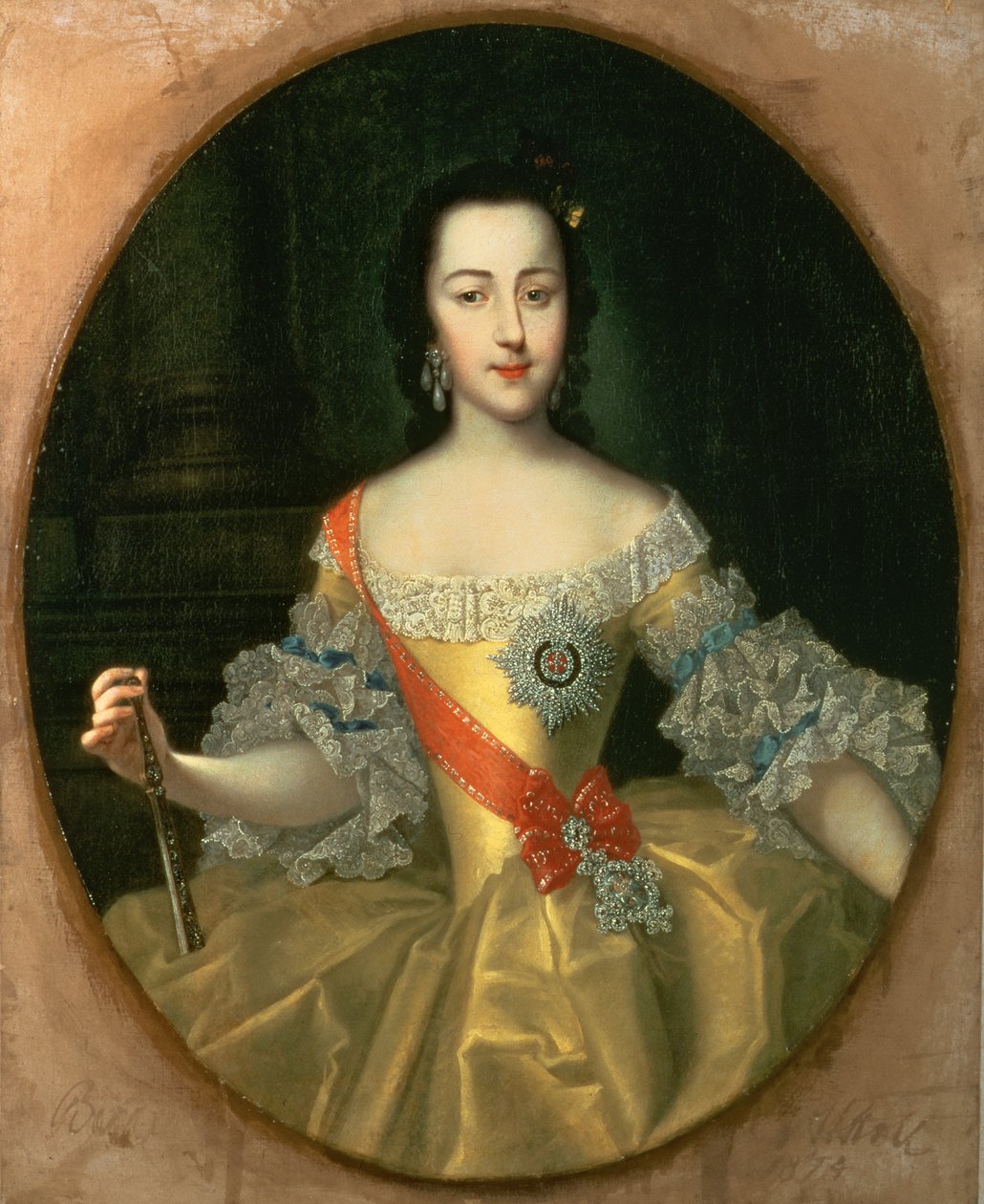 Portret wielkiej księżnej Jekatryny Aleksiejewnej, późniejszej Katarzyny II, ok. 1745 r. autorstwa Georg Christoph Grooth