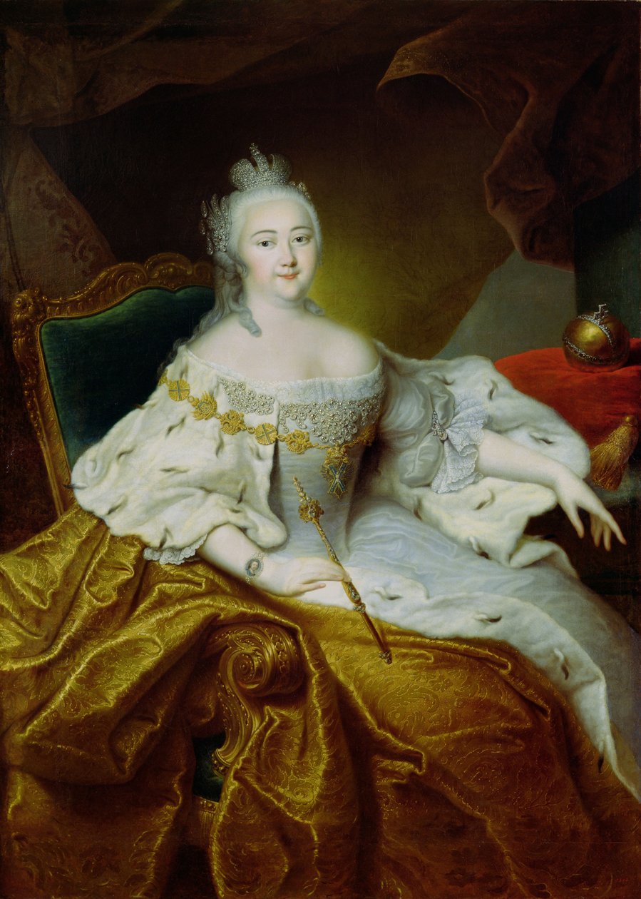 Portret cesarzowej Elżbiety Pietrownej, ok. 1745 autorstwa Georg Christoph Grooth
