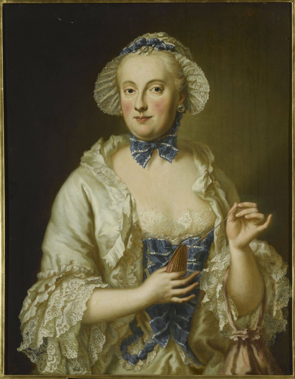 Portret księżniczki Charlotte Amalie z Hesji-Philippsthal (1730-1801) lub Marii Anny Zofii z Saksonii (1728-1797) autorstwa Georg Desmarees