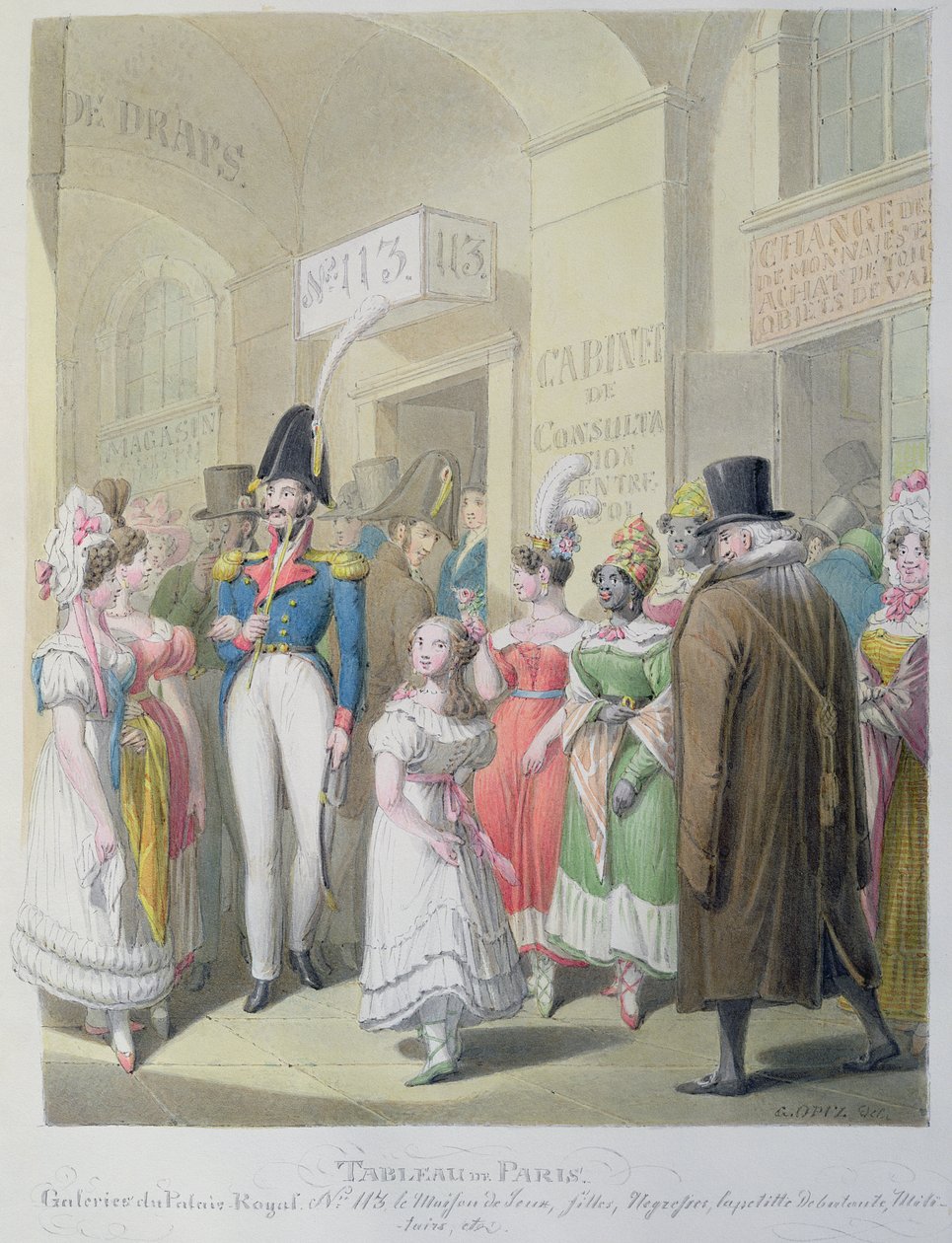 Galeries du Palais-Royal, z „Tableau de Paris”, 1815-30 autorstwa Georg Emanuel Opitz