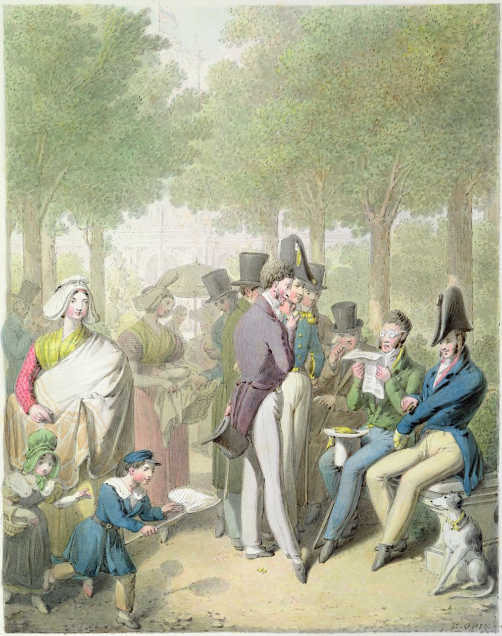 Jardin des Tuileries, z „Tableau de Paris” autorstwa Georg Emanuel Opitz