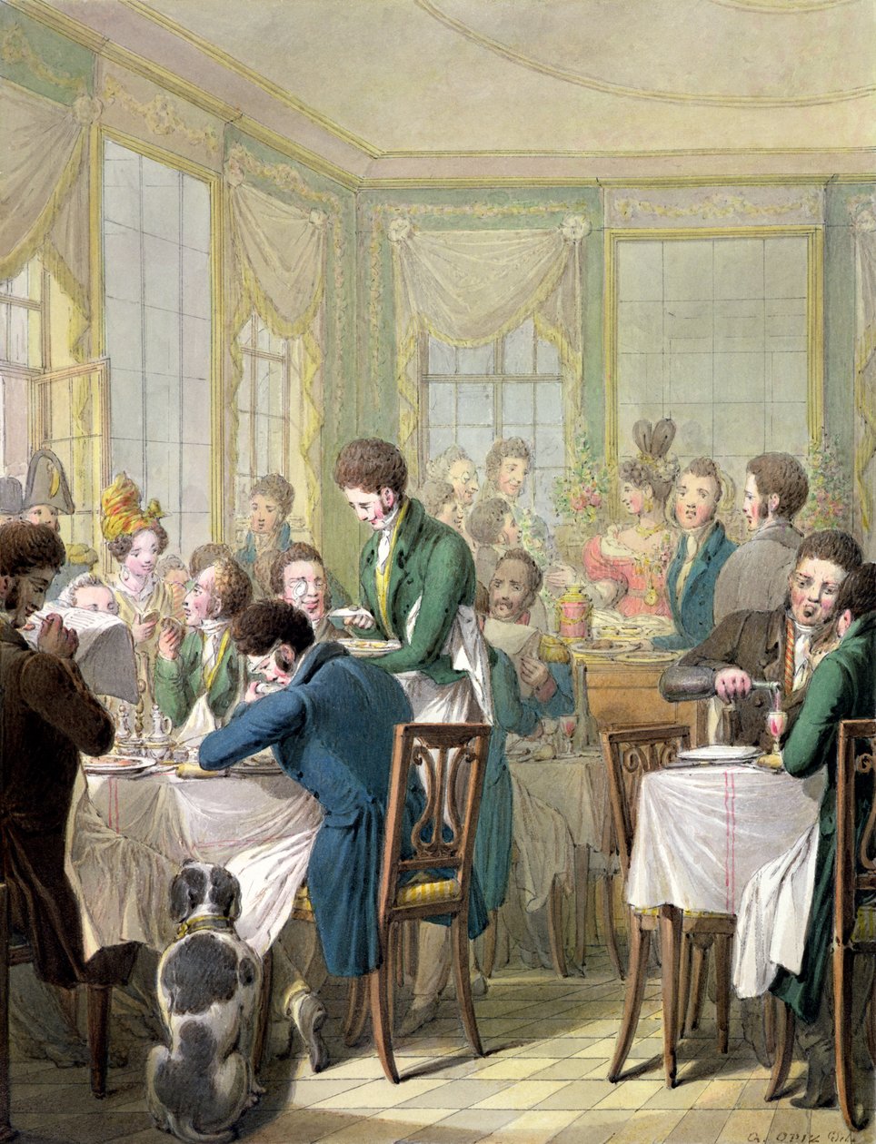 Restauracja w Palais Royal, 1831 autorstwa Georg Emanuel Opitz