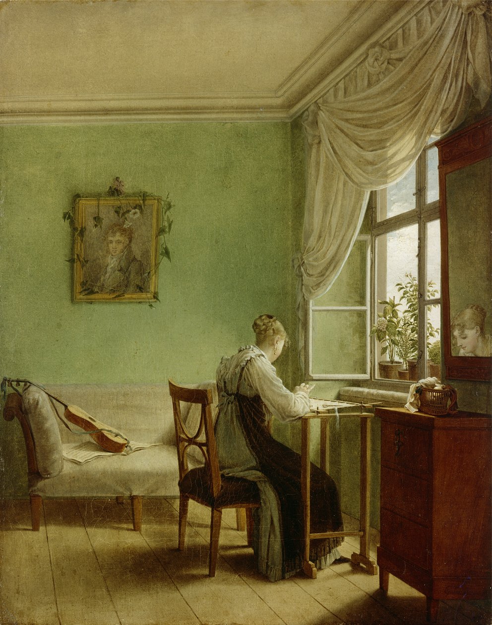 Haftowanie Kobieta, 1812 autorstwa Georg Friedrich Kersting