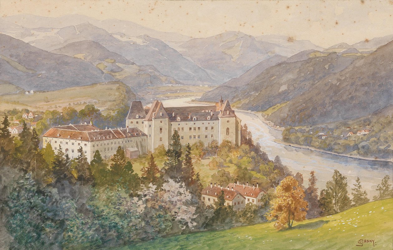  Widok na zamek Grein w kierunku Dunaju autorstwa Georg Janny