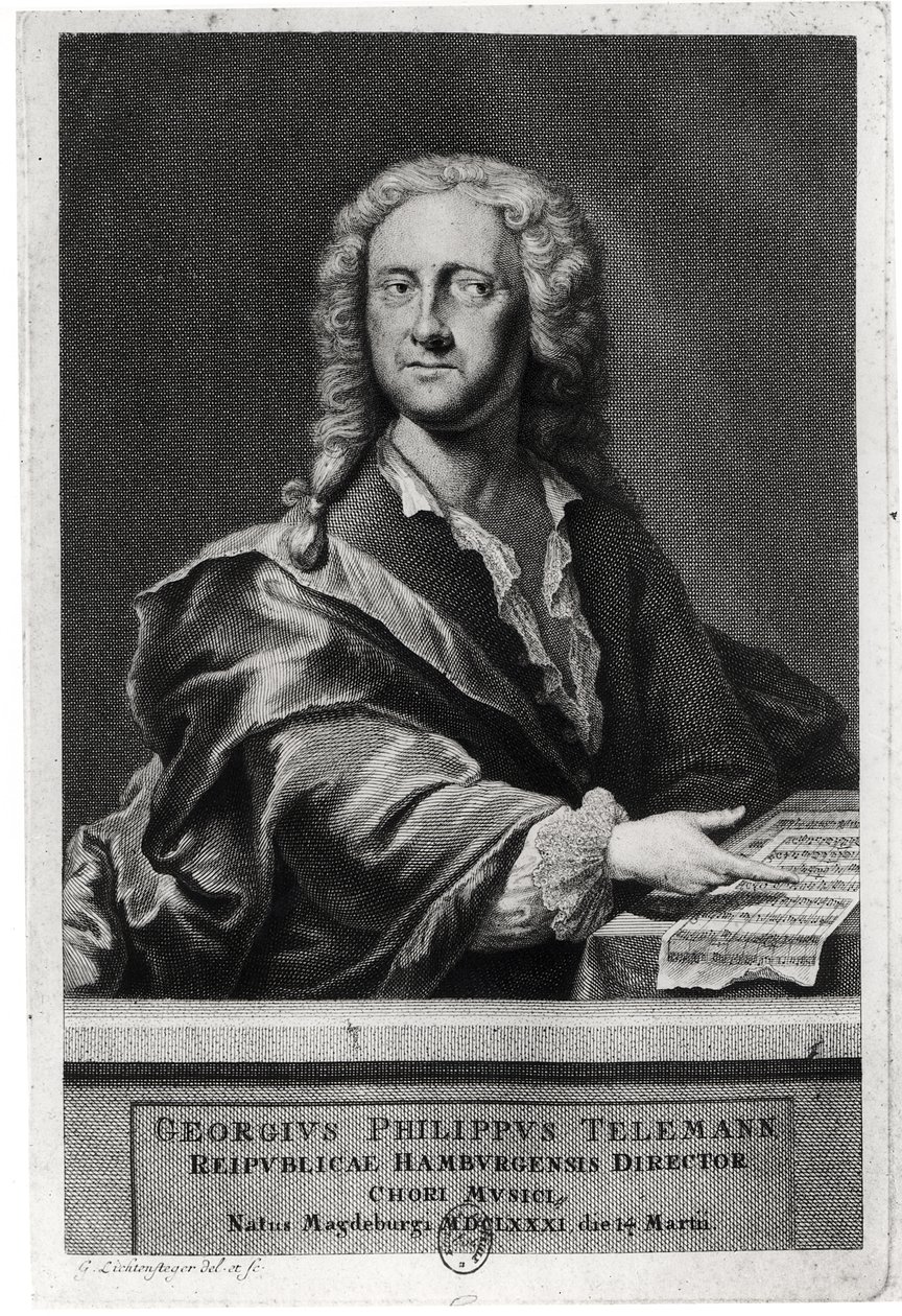 Portret Georga Philippa Telemanna (1681-1757) autorstwa Georg Lichtensteger